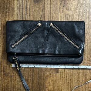 STELLA & DOT COVET WAVERLY BLACK LEATHER CLUTCH